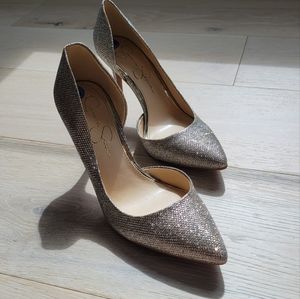 JESSICA SIMPSON | Silver Sparkle Heels